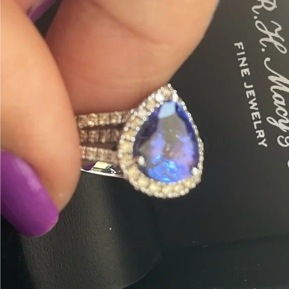 14K White Gold Blueberry Tanzanite Ring - Picture 5 of 16